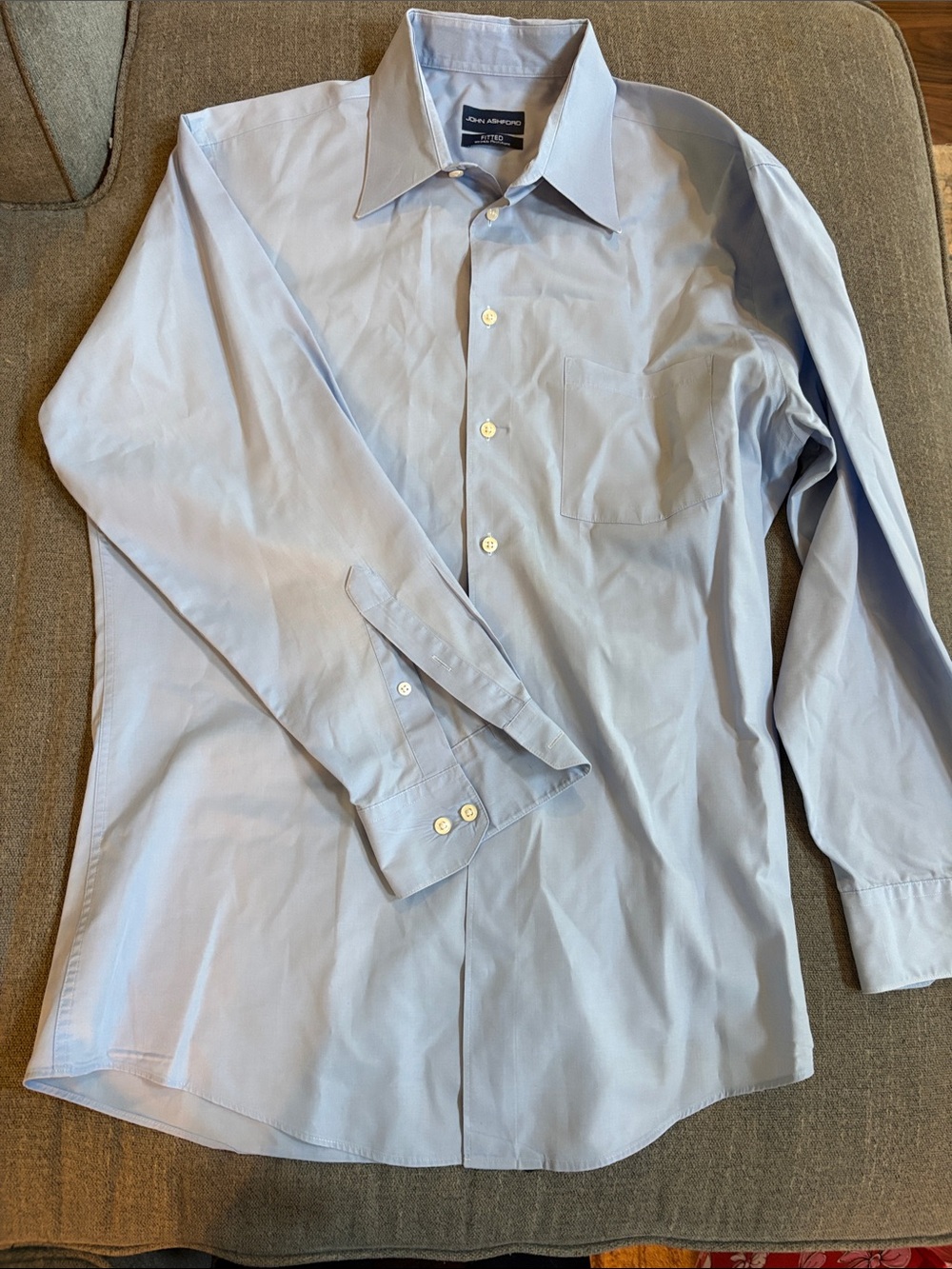 John Ashford Light Blue Men's Dress Shirt with Chest Pocket